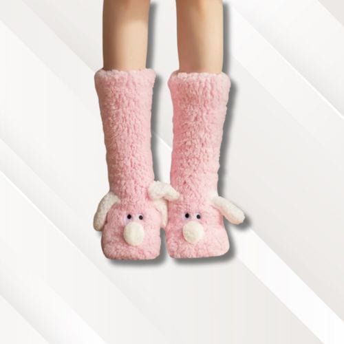 Chaussettes chaussons animaux | Femme Rose / Taille unique
