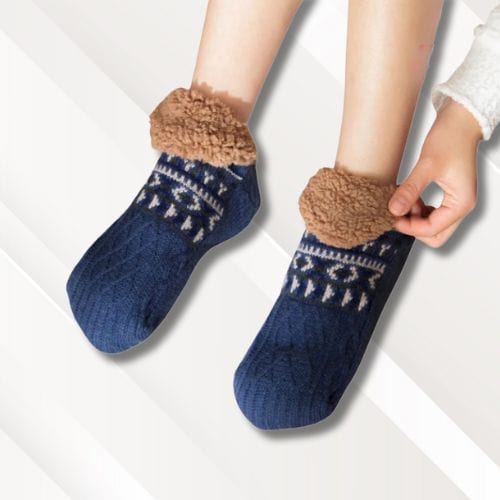 Chaussettes chaussons hiver | Homme Bleu / 35-39