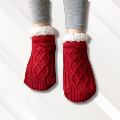 Chaussettes chaussons montants fourrés | Homme Rouge / 35-39