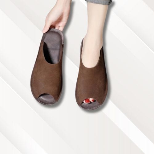 Chaussons cuir souples | Femme Marron / 35