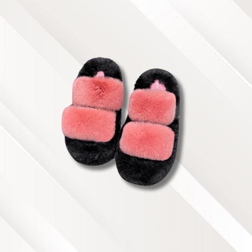 Chaussons femme mules | Poils longs Rose / 35