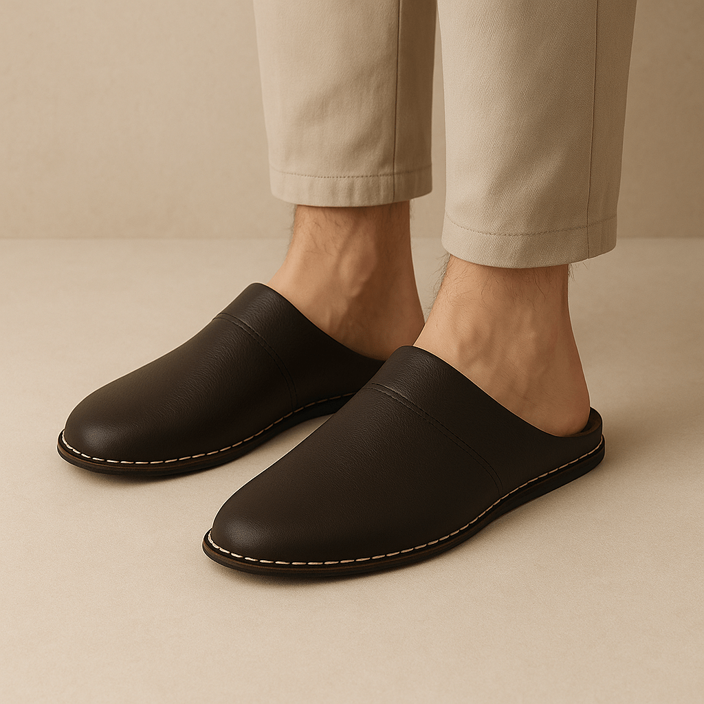 Chaussons homme | Cuir noir