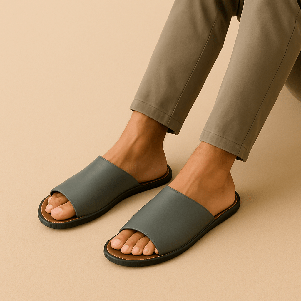 Chaussons claquettes homme | Cuir