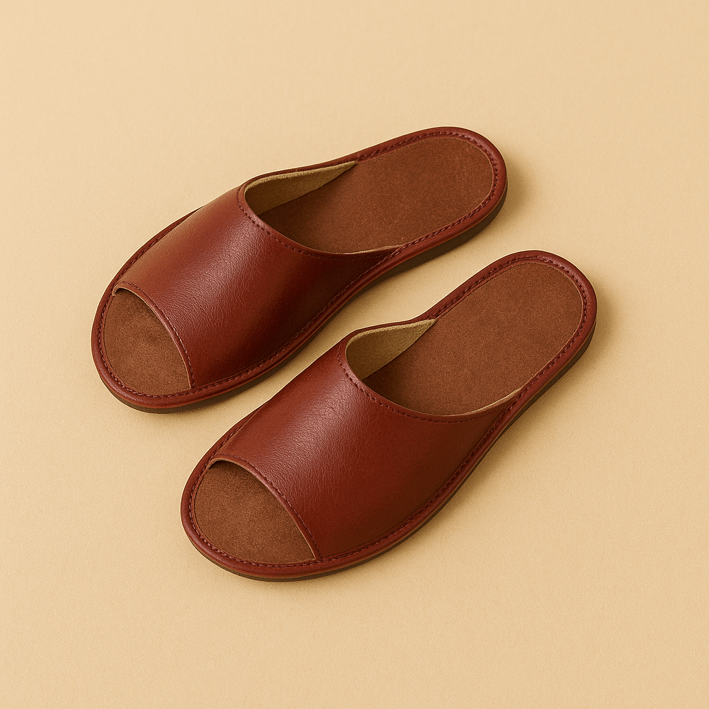 Chaussons claquettes homme | Cuir Bordeaux / 34-35