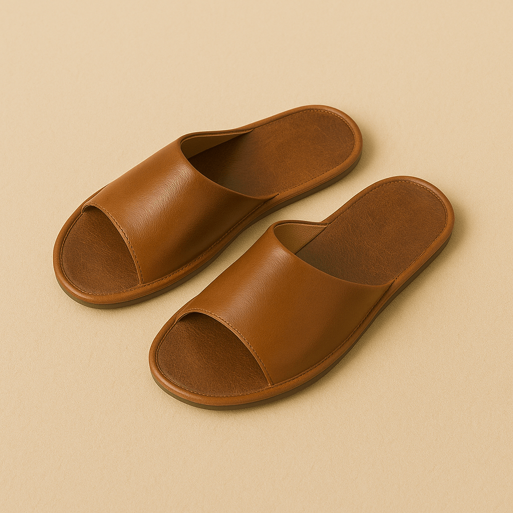 Chaussons claquettes homme | Cuir Ivoire / 34-35