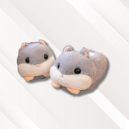 Chaussons femme | Avec têtes d'animaux Hamster gris / Taille unique