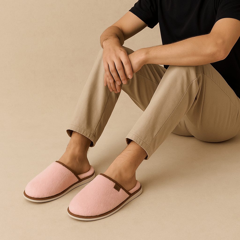 Chaussons fourrure homme | Marrons