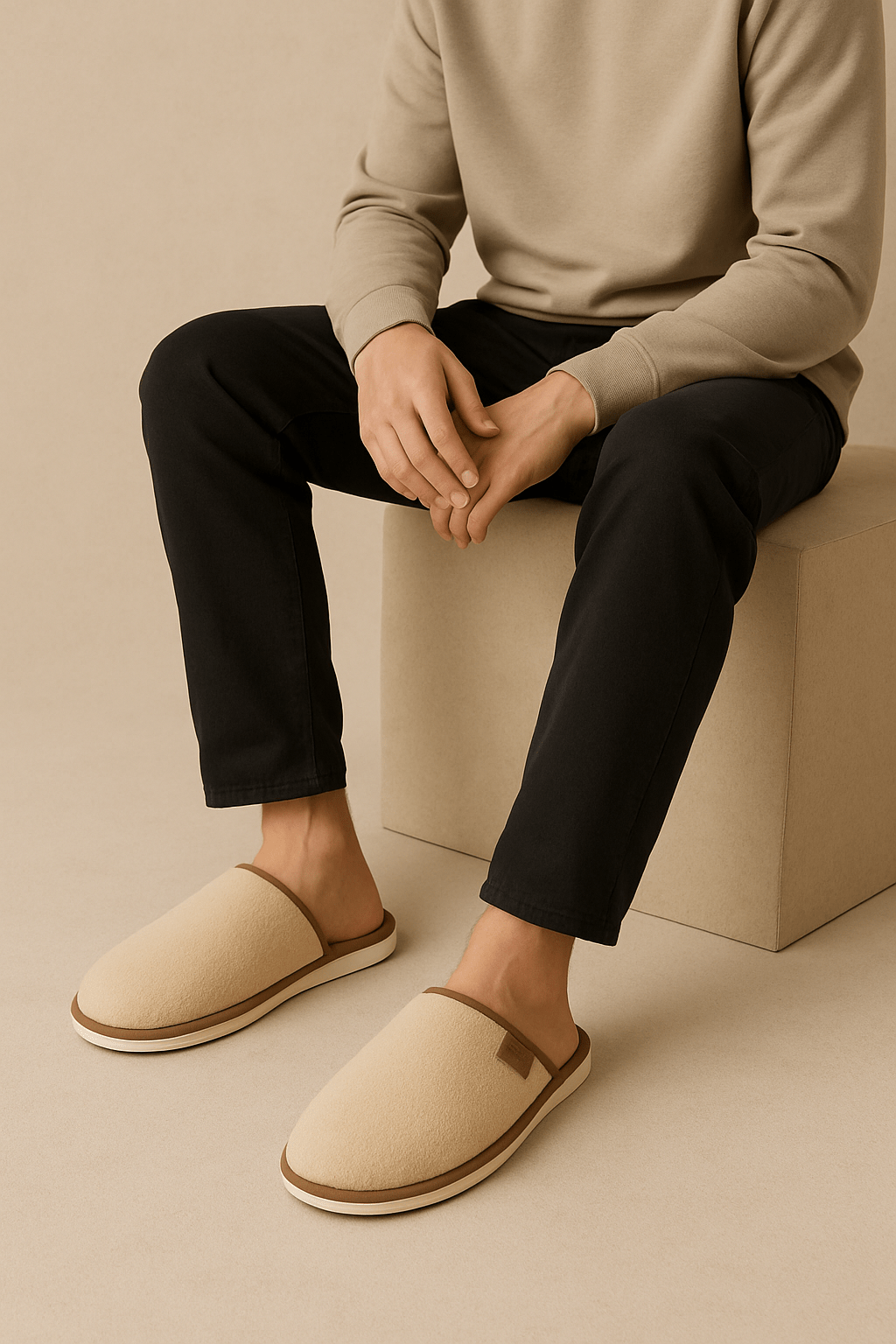 Chaussons fourrure homme | Marrons