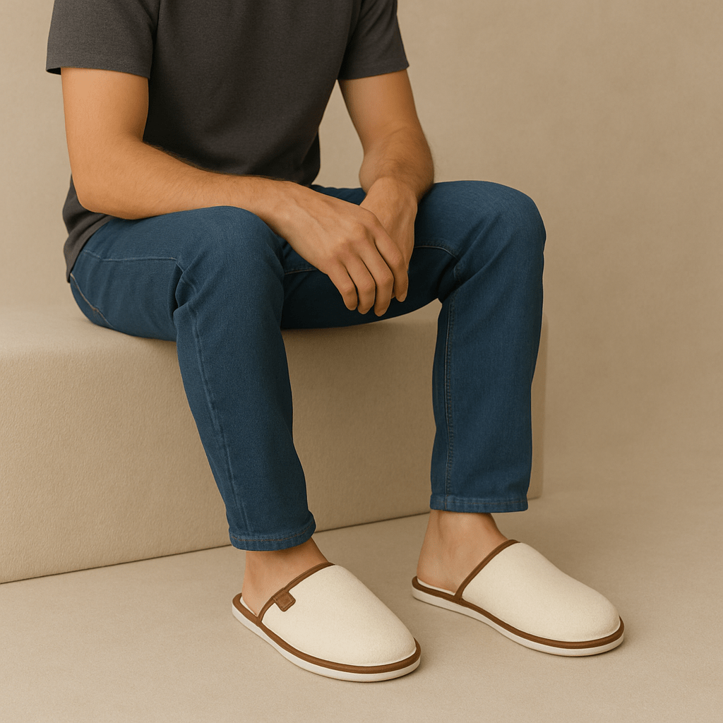 Chaussons fourrure homme | Marrons