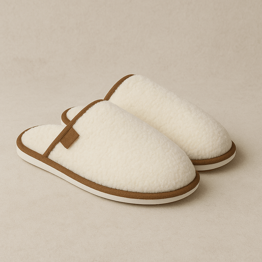 Chaussons fourrure homme | Marrons Blanc / 36-37