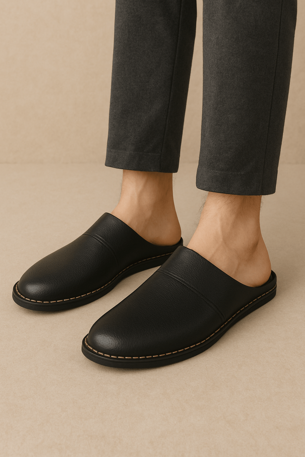 Chaussons homme | Cuir noir