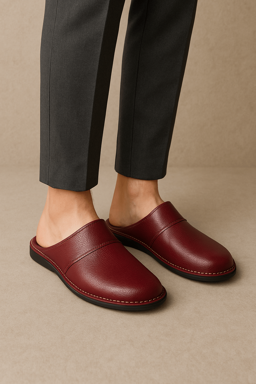 Chaussons homme | Cuir noir