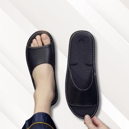 Chaussons intérieur cuir | Femme Noir / 35-36