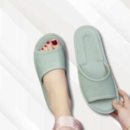 Chaussons intérieur cuir | Femme Vert / 35-36